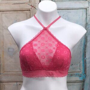Victorias Secret Pink Lace Halter Bralette Size S/P
